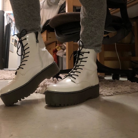 Bershka Shoes Brand New White Platform Boots Poshmark
